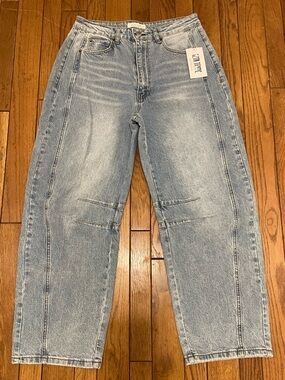 12th Tribe Muse Barrel Straight Leg High Rise Denim Jeans Size 31